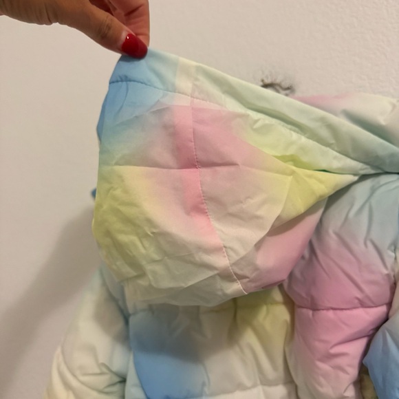 All In Motion Puffer Rainbow Pastel Multi-Colored Jacket w/Hood. Size XS… - Picture 15 of 16